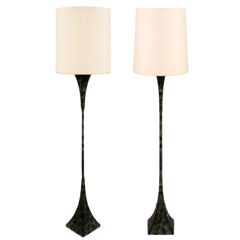 American Verdigris Patinated Floor Lamps by Stewart Ross James for Hansen, NYC For Sale