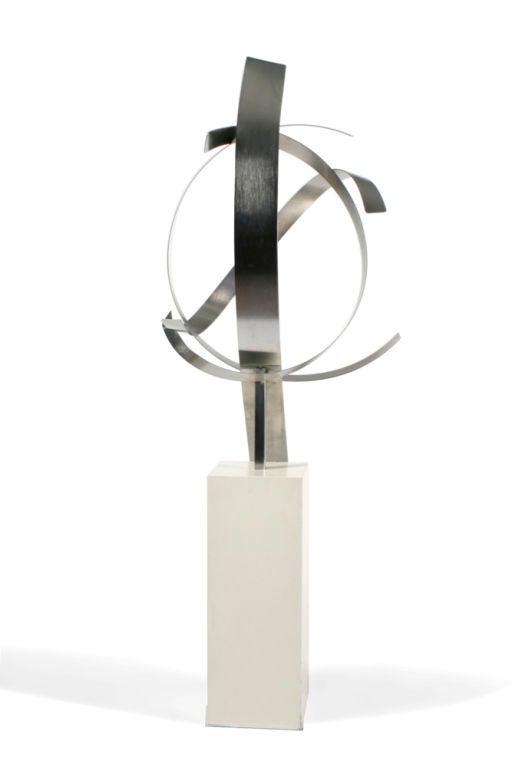 Abstract Stainless Steel Ribbon Sculpture In Excellent Condition In New York, NY