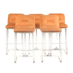 Set of Five Lucite Bar Stools by Leon Frost of Lion in Frost Inc 1
