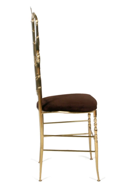 Italian Brass High Back Side Chairs by Chiavari In Excellent Condition For Sale In New York, NY