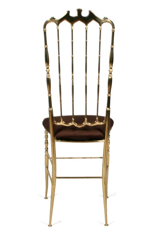 Mid-20th Century Italian Brass High Back Side Chairs by Chiavari For Sale