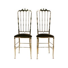 Pair of Brass High Back Side Chairs by Chiavari 3