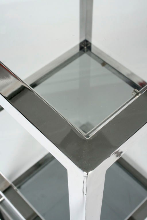 Chrome American Asymmetrical Stacked Cubes Étagère after Milo Baughman For Sale