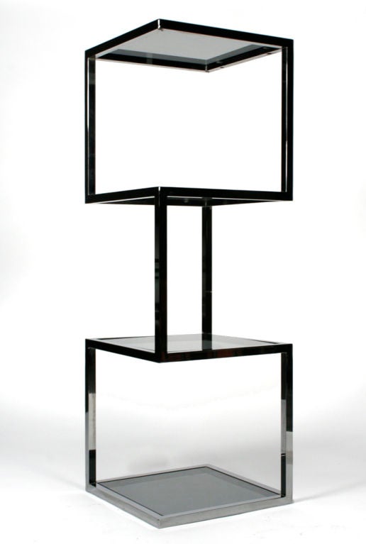 American Asymmetrical Stacked Cubes Étagère after Milo Baughman In Excellent Condition For Sale In New York, NY