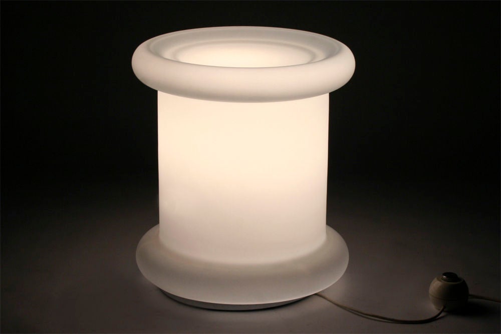 Italian White Satin Triplex Glass 'Tablette' Lamp from Koch + Lowy For ...