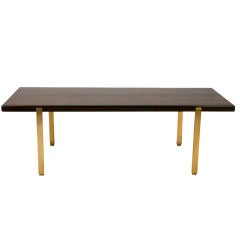 Reductive Rosewood and Brass Cocktail Table by Harvey Probber