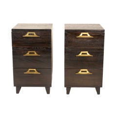 Pair of Cerused 3-Drawer Night Stands after James Mont