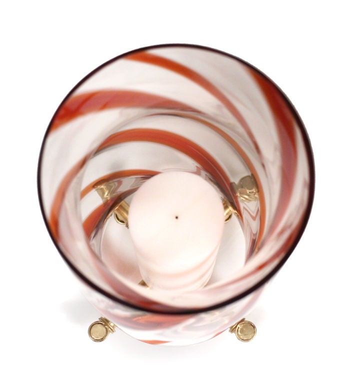 Italian Super Scale Red Swirl Glass Hurricanes by Lorin Marsh In Excellent Condition For Sale In New York, NY