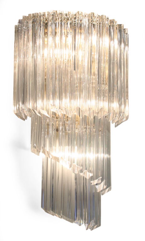 Mid-Century Modern Italian Cascading Crystal Glass Sconces by Camer Glass For Sale