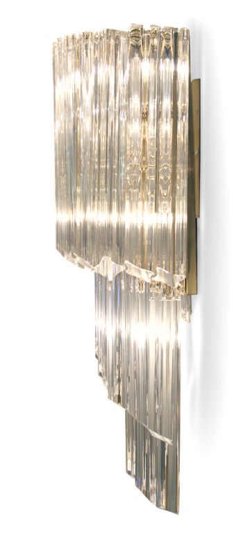 Italian Cascading Crystal Glass Sconces by Camer Glass In Excellent Condition For Sale In New York, NY