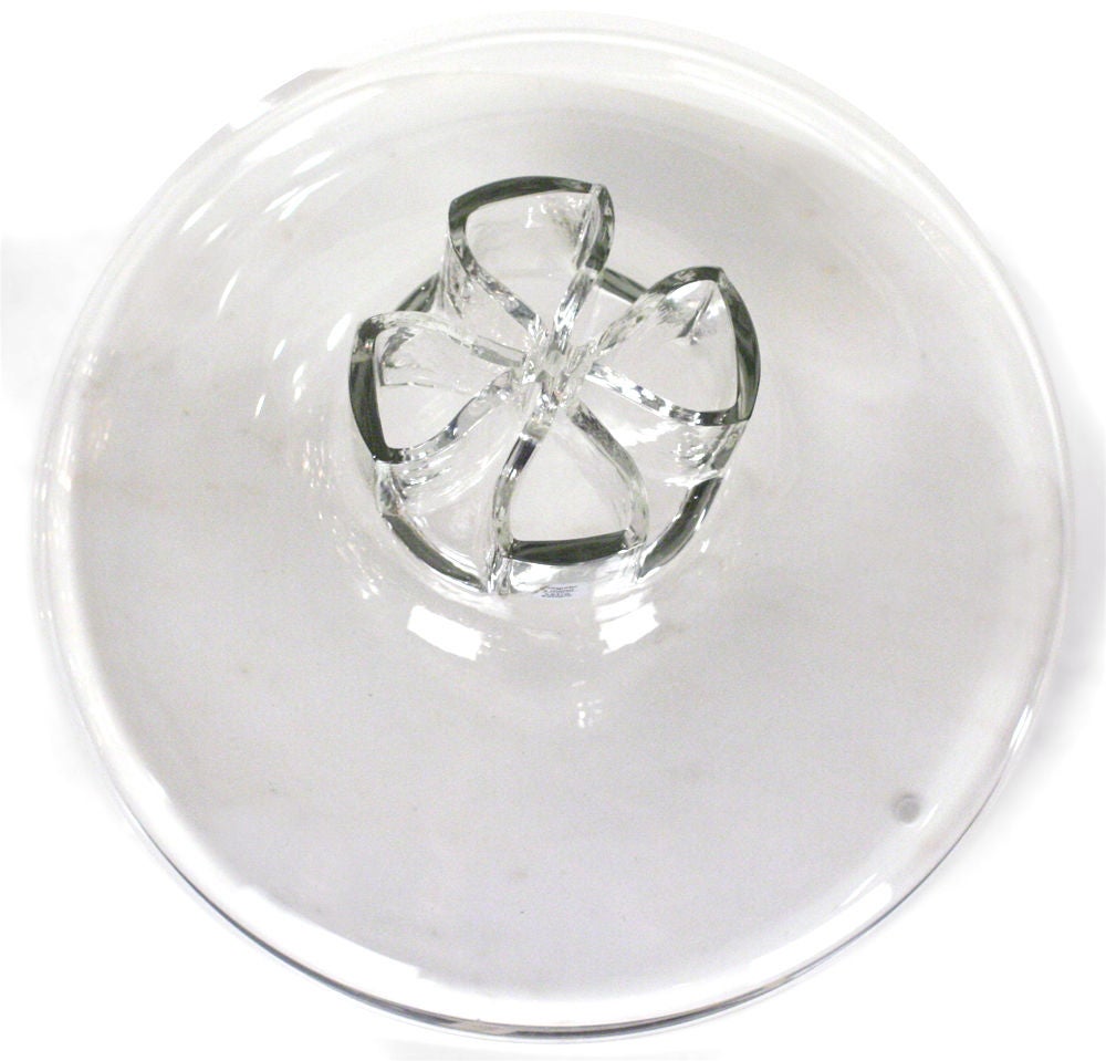 Italian Four Leaf Clover Murano Glass Flower Vase by Barbini For Sale