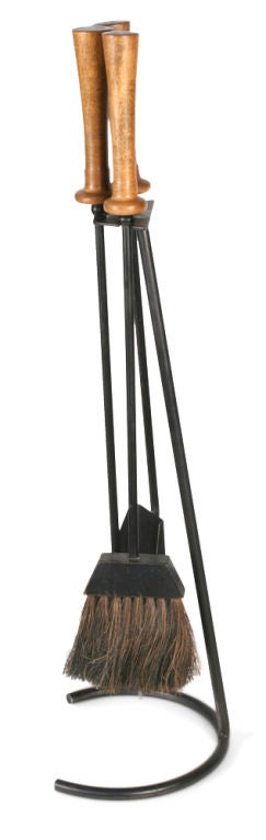 Floor Standing Wrought Iron Three-Piece Fire Tool Set