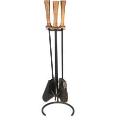 Floorstanding Wrought Iron 3-Piece Fire Tool Set 6