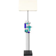 Used Glass and Steel Floor Lamp by Svend Aage Holm Sorensen