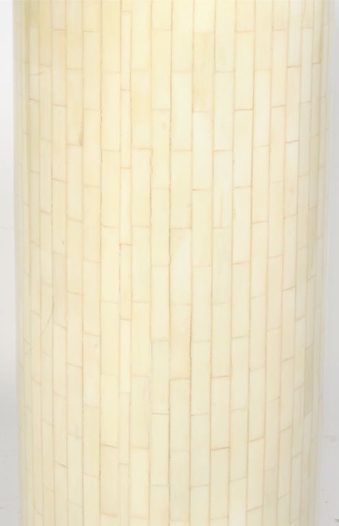 Tall Cylindrical Column Bone Veneer Display Pedestal by Enrique Garces 2