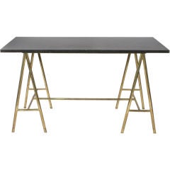 Substantial Brass Saw Horse Writing Table