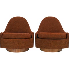 Pair of Teardrop Swivel and Tilt Slipper Chairs by Milo Baughman