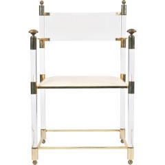 Lucite and Polished Brass Accent Chair