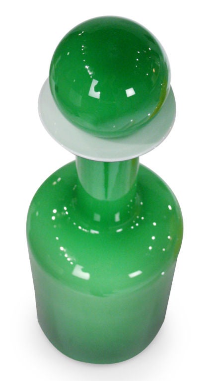 Danish Yellow and Green Cased Glass 'Gulvvase' Vases by Otto Brauer For Sale 1