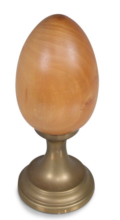 Spanish Turned Wooden Egg on Stand by Sarreid