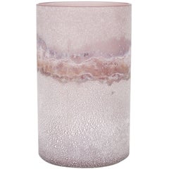 Cylindrical Scavo Glass Vase by Barbini