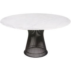 Carrera Marble Top Bronze Base Dining Table by Warren Platner