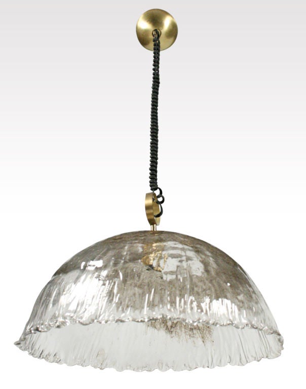 Mid-Century Modern Italian Handblown Pulegoso Glass Dome Chandelier For Sale