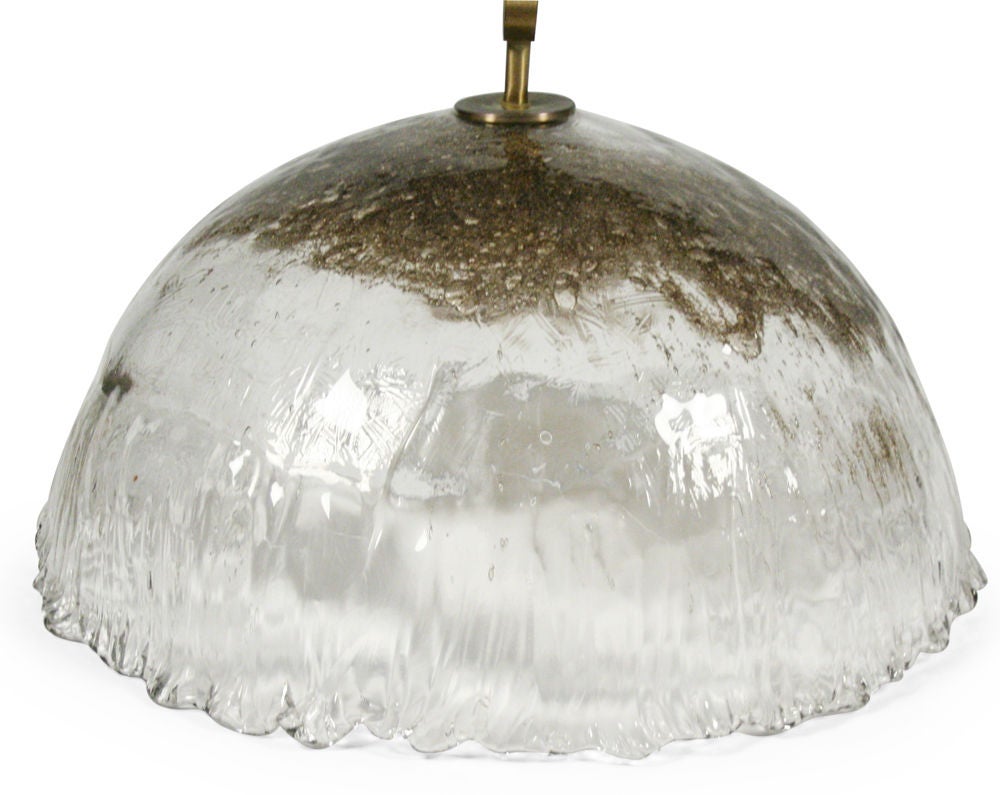 Italian Handblown Pulegoso Glass Dome Chandelier In Excellent Condition For Sale In New York, NY