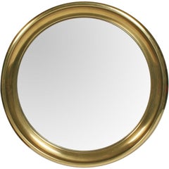 American Circular Brass Framed Porthole Mirror by Mastercraft