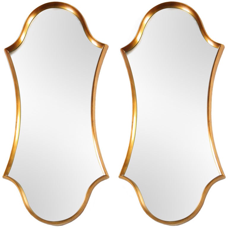 Pair of Water Gilded Hollywood Regency Mirrors