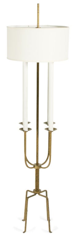 American Gilt Wrought Iron Candelabra Floor Lamp by Tommi Parzinger For Sale