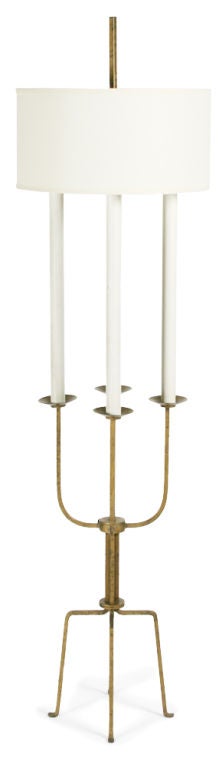 Gilt Wrought Iron Candelabra Floor Lamp by Tommi Parzinger In Excellent Condition For Sale In New York, NY