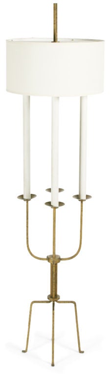 Mid-20th Century Gilt Wrought Iron Candelabra Floor Lamp by Tommi Parzinger For Sale