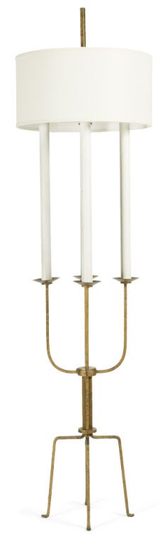 Gilt Wrought Iron Candelabra Floor Lamp by Tommi Parzinger For Sale 1