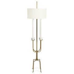 Gilt Wrought Iron Candelabra Floor Lamp by Tommi Parzinger