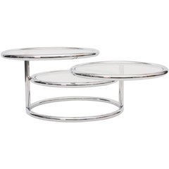 Convertible Chrome and Glass Cocktail Table by Morex