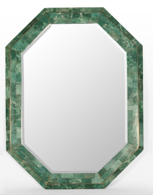Jade Veneer Octagonal Framed Mirror by Maitland-Smith, Ltd.