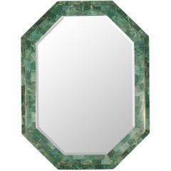 Vintage Jade Veneer Octagonal Framed Mirror by Maitland-Smith, Ltd.