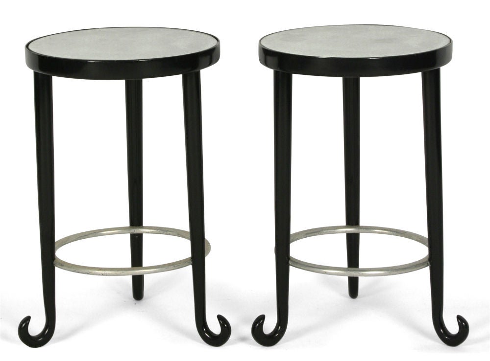 Pair of Antique Mirrored Top Bentwood Gueridons after Thonet