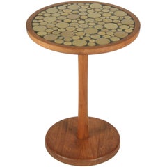 American Ceramic 'Coins' Tile Top Pedestal Occasional Table by Gordon Martz