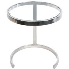 Circular Cantilevered Polished Stainless Steel Cigarette Table