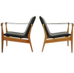 Pair of 'Safari' Chairs by Karen and Ebbe Clemensen, Model 4305