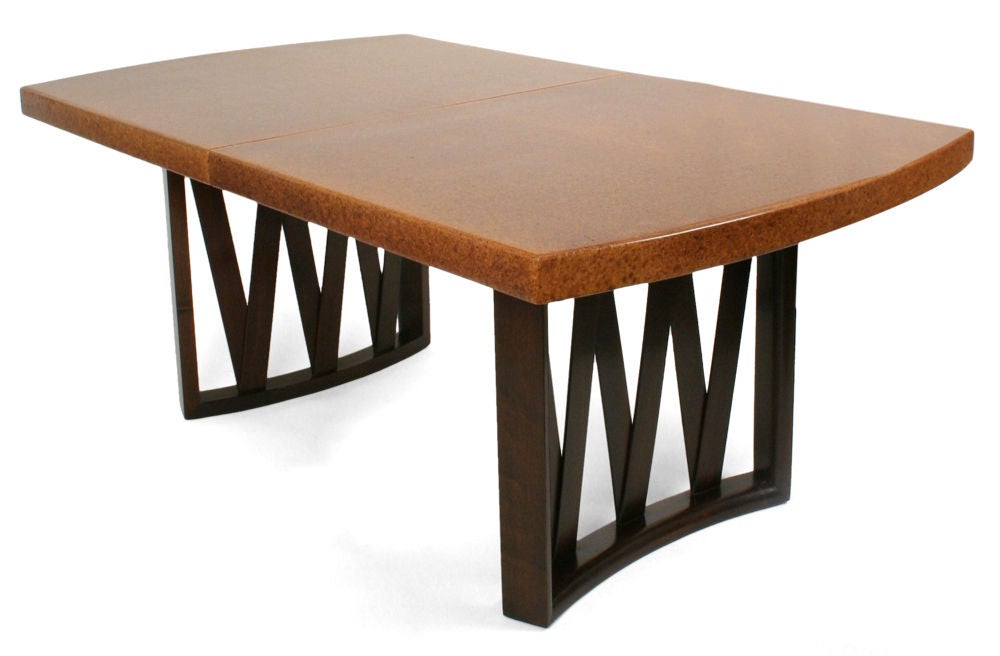Amerikanischer Esstisch mit Korkplatte von Paul Frankl für Johnson Furniture Co. (Mahagoni) im Angebot