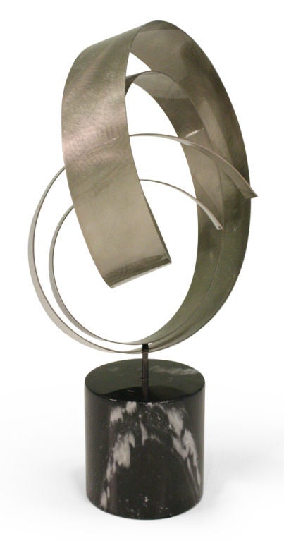 American Satin Steel Ribbon Sculpture by Curtis Jere