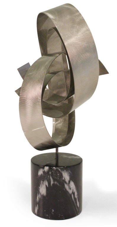 Late 20th Century Satin Steel Ribbon Sculpture by Curtis Jere