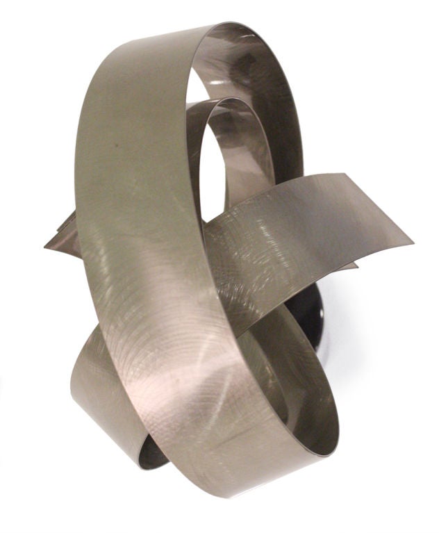 Satin Steel Ribbon Sculpture by Curtis Jere 1