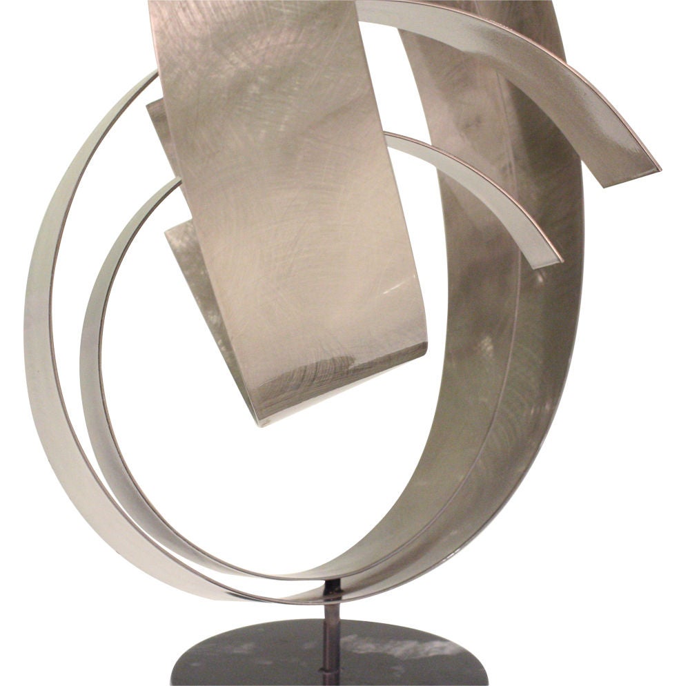 Satin Steel Ribbon Sculpture by Curtis Jere 2