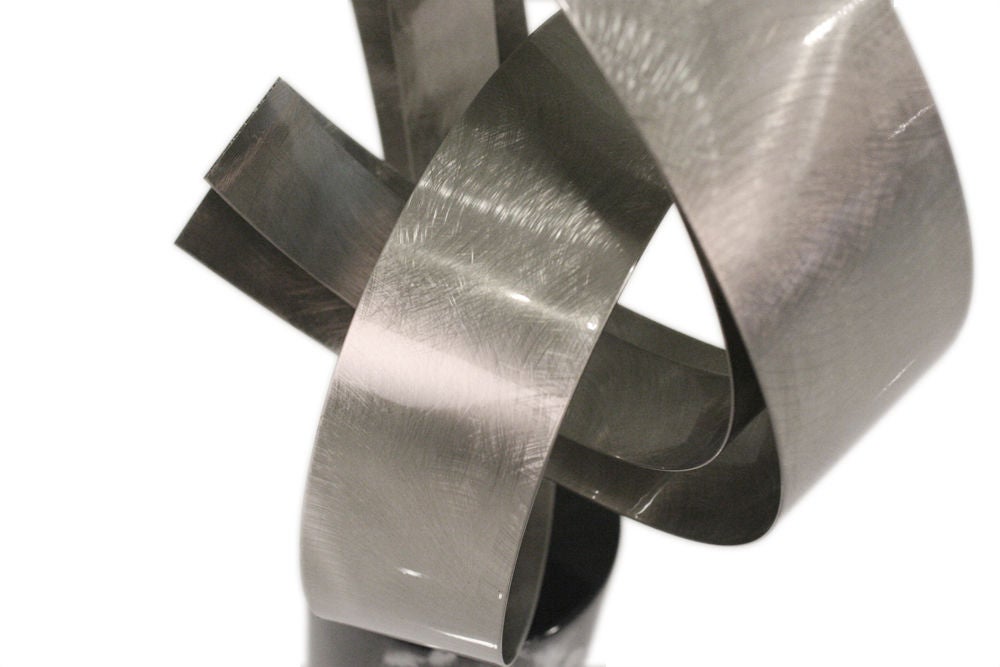 Satin Steel Ribbon Sculpture by Curtis Jere 3
