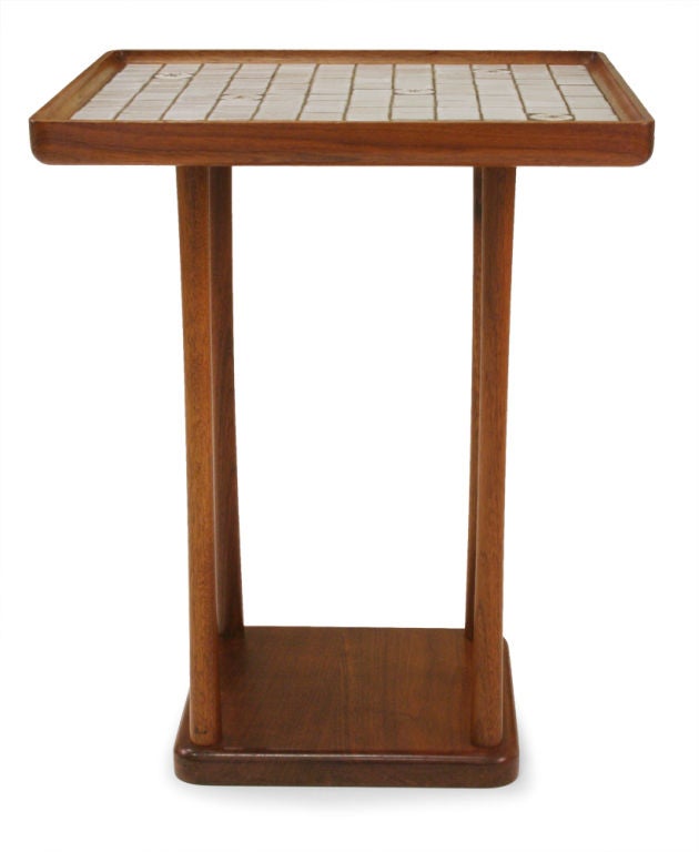 Mid-Century Modern Square Tile Top Occasional Table by Gordon Martz For Sale