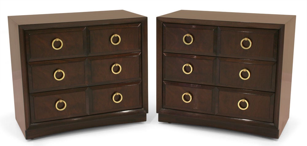 American Pair of Three Drawer Commodes by T.H. Robsjohn-Gibbings